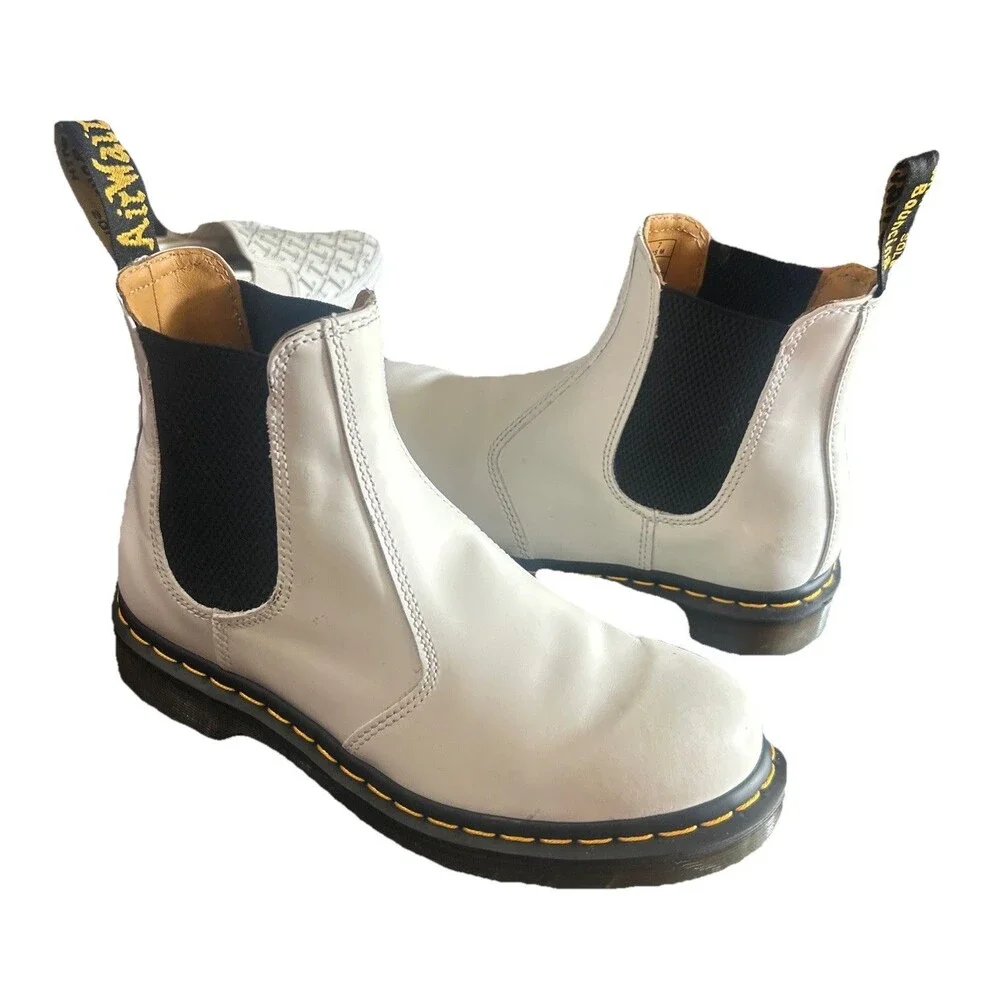 Dr  Martens 2976 YS Womens 8 Chelsea Boots  White Leather Ankle Bootie